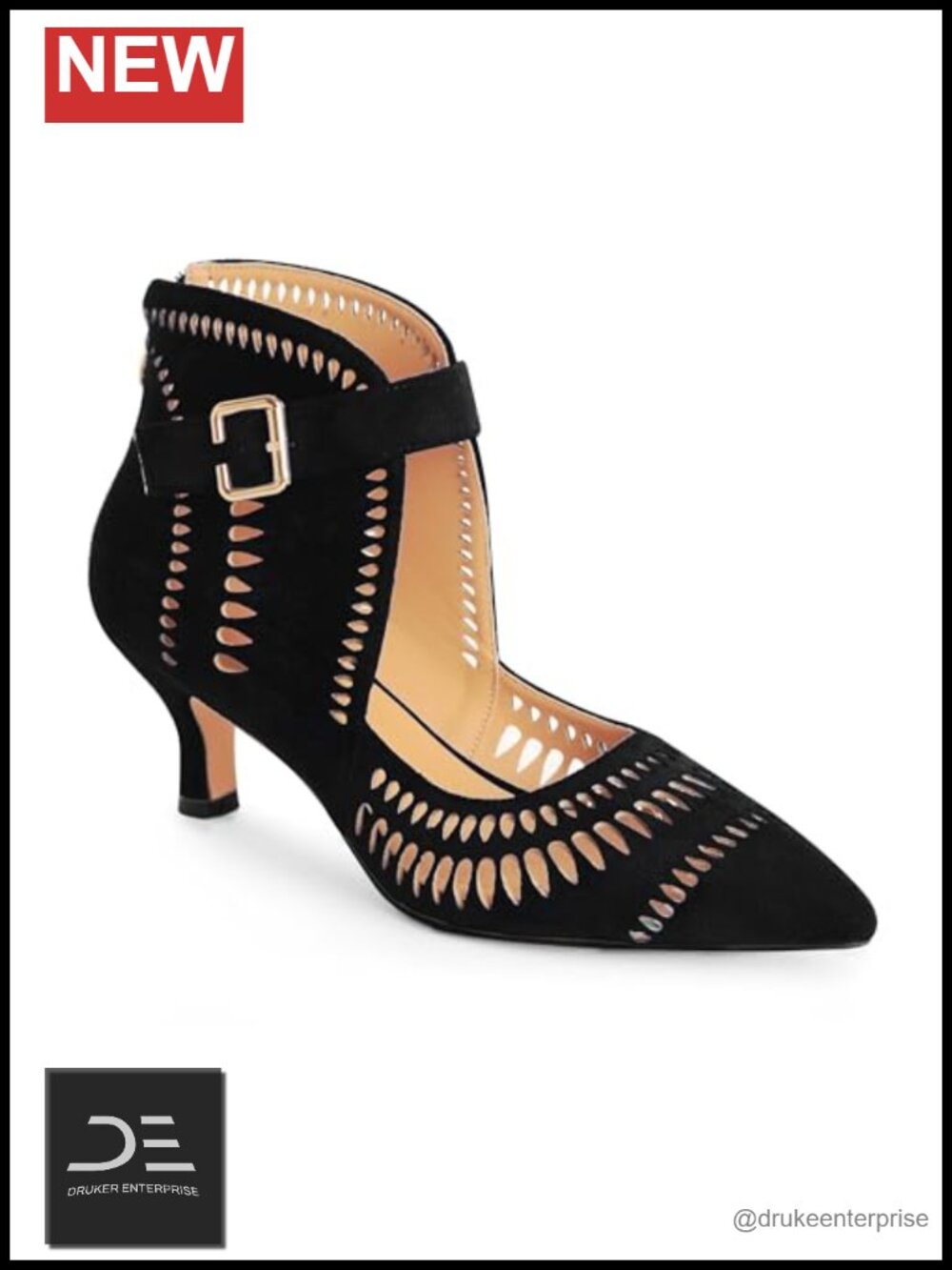 Women's Pumps Mid Heel Pointed Toe Hollow Out Ankle Strap Buckle Wedding Party